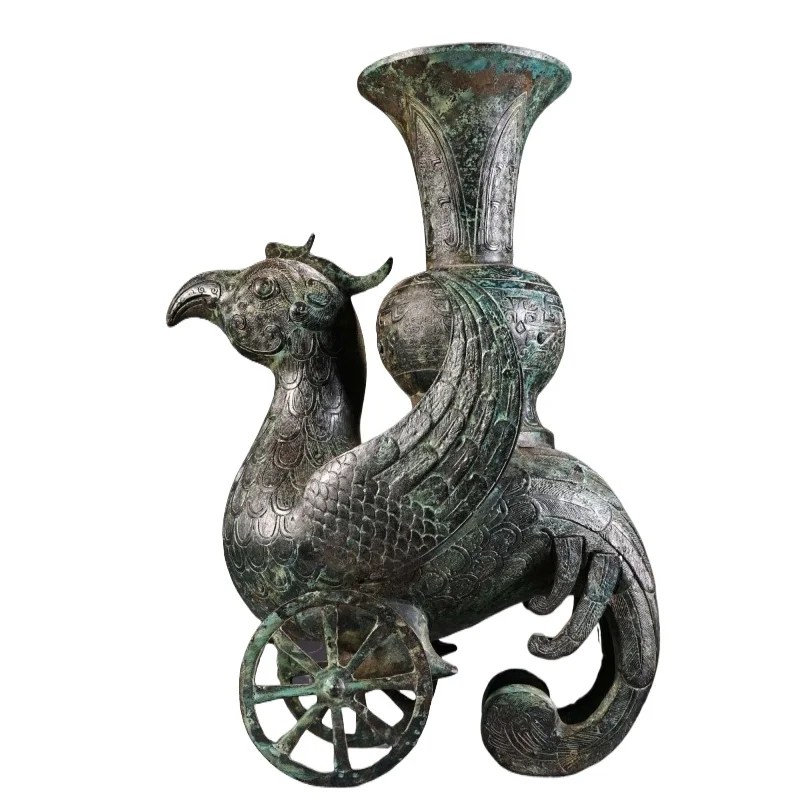 Bird car, vase, collectible ornament, business home office, pure copper material