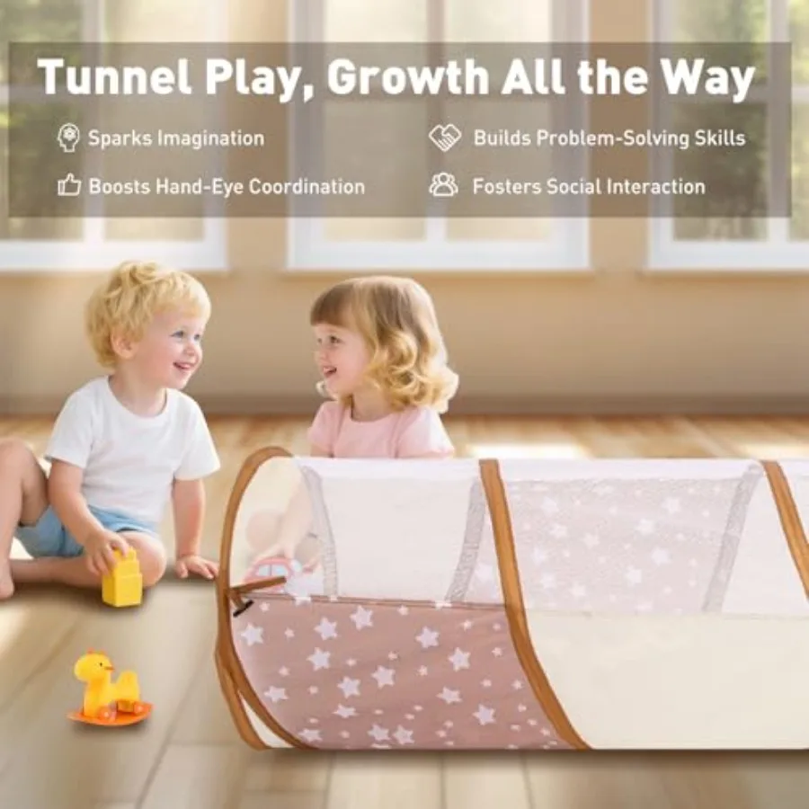 Kinderspiel-Tunnelspielzeug für Kleinkinder von 1–3,9 x 45,7 cm, Pop-up-Krabbel-Tunnelzelt für Jungen und Mädchen, Spieltunnel für Kinder zum Krabbeln