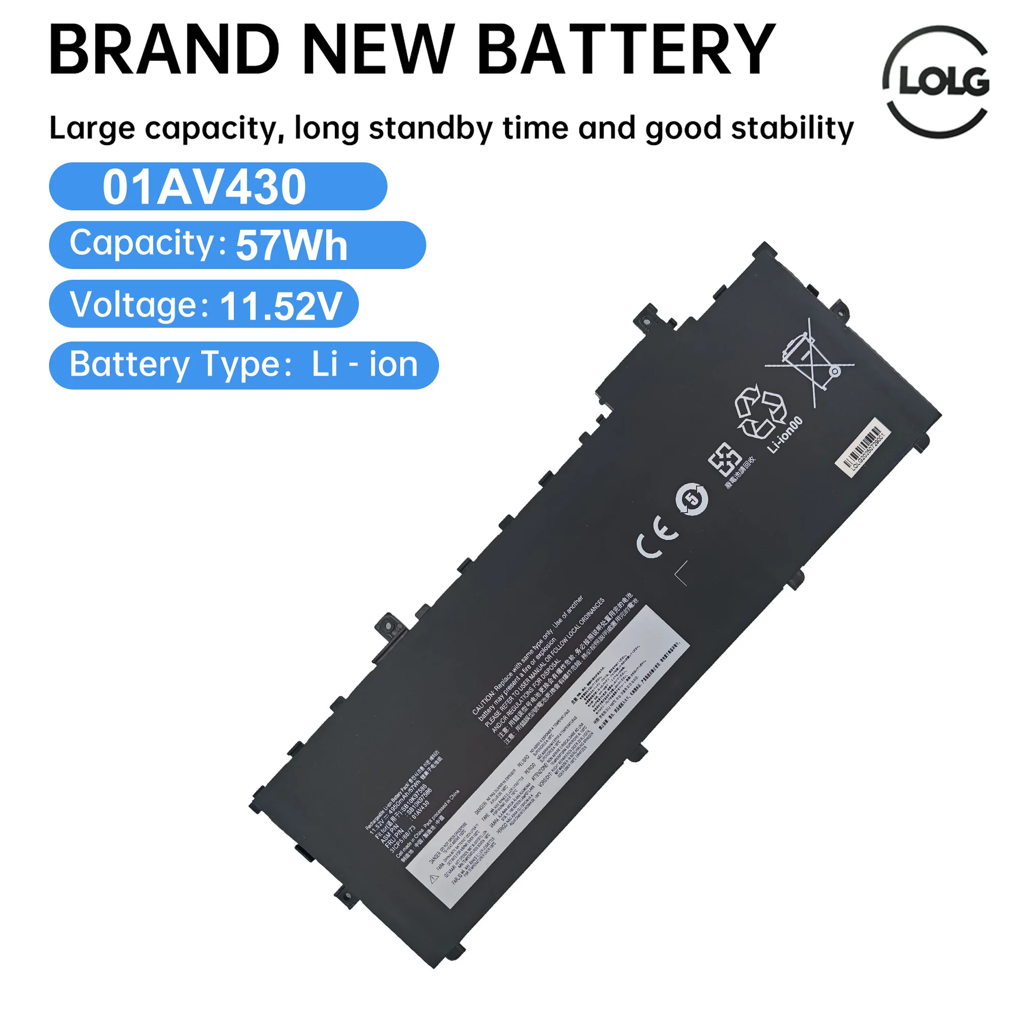 01AV494 01AV430 Battery For Lenovo Thinkpad X1 Carbon 5th 2017 6th 2018 Series 01AV429 SB10K97586 01AV431 SB10K97587