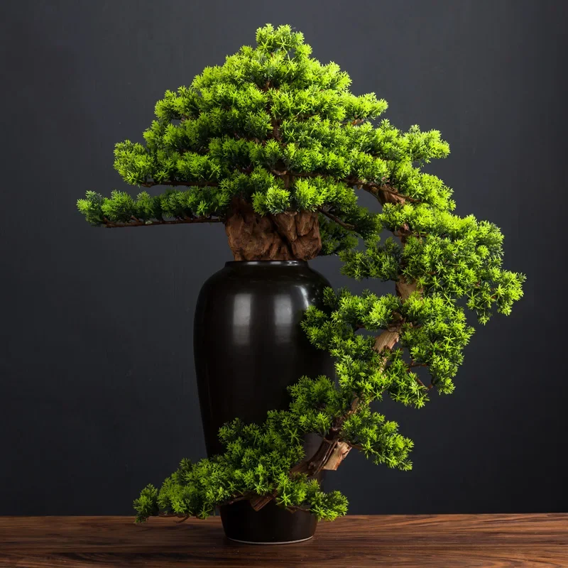 Fake tree simulation welcome pine red maple Luo Hansong bonsai living room office  house Chinese decorative green plant ornament