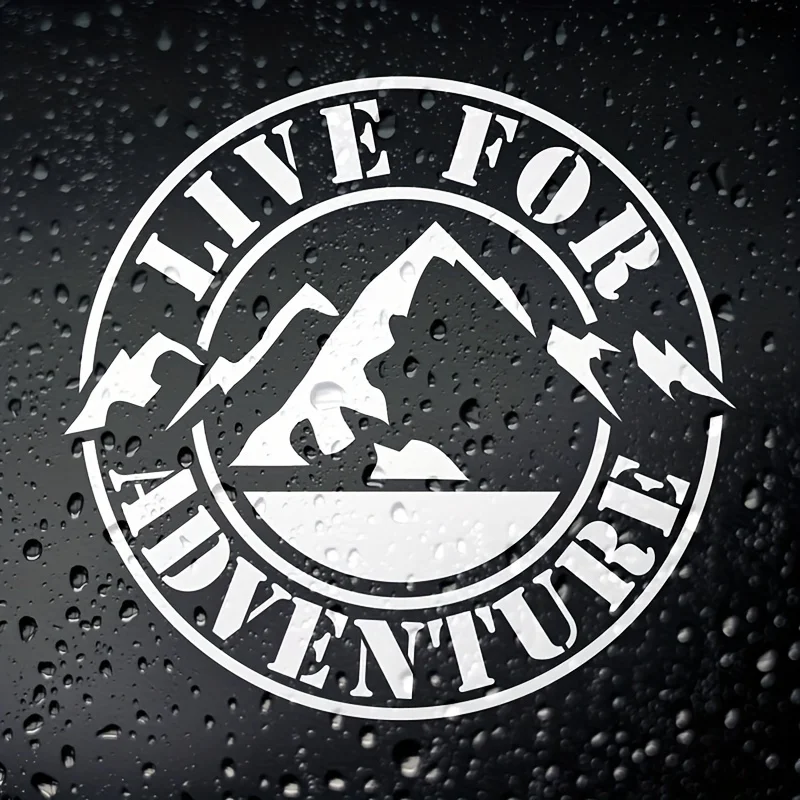 Calcomanía de autocaravana Live for Adventure" en blanco y negro: pegatina impermeable y extraíble para ventanas y carrocería
