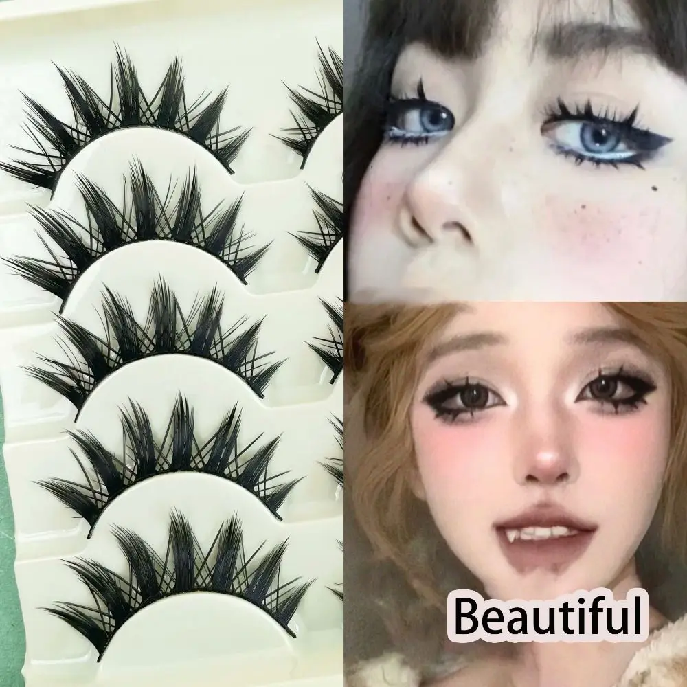 Wispy Fluffy False Eyelashes Natural Long Reusable Multilayers Cross Long Lashes Handmade 3D Messy Fake Lashes Beauty Makeup