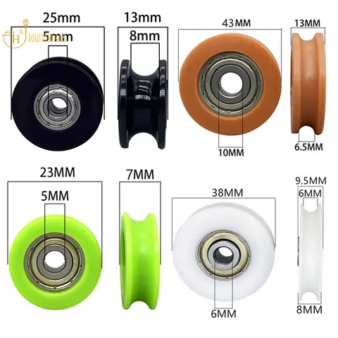 U-groove Nylon Round Pulley Ball Bearing Wheels, Used For Door And Window, Shower Pulley, Drawer Sliding Door Diameter 23-43mm