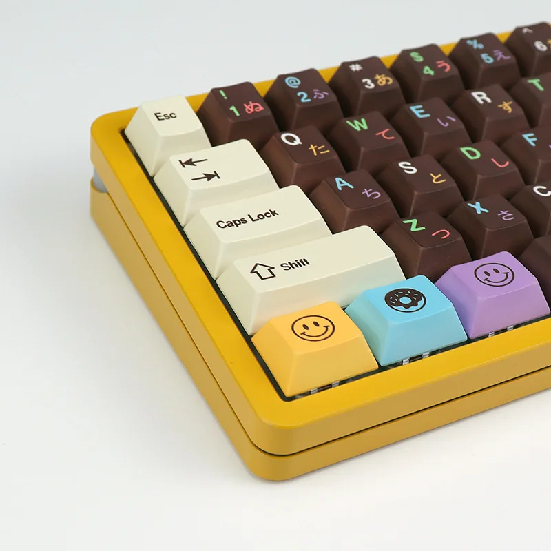 

Donut Keycaps 143 Keys Original Height Boxed Dessert Brown Sublimation Customized Keycaps Japanese Keycaps