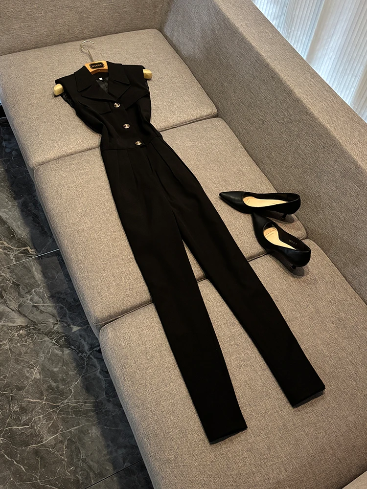 

New Winter Faion High-Pure Color Svel Slimming Commute Women's Suit One-Piece Pants D22567H Straight Leg High Waist