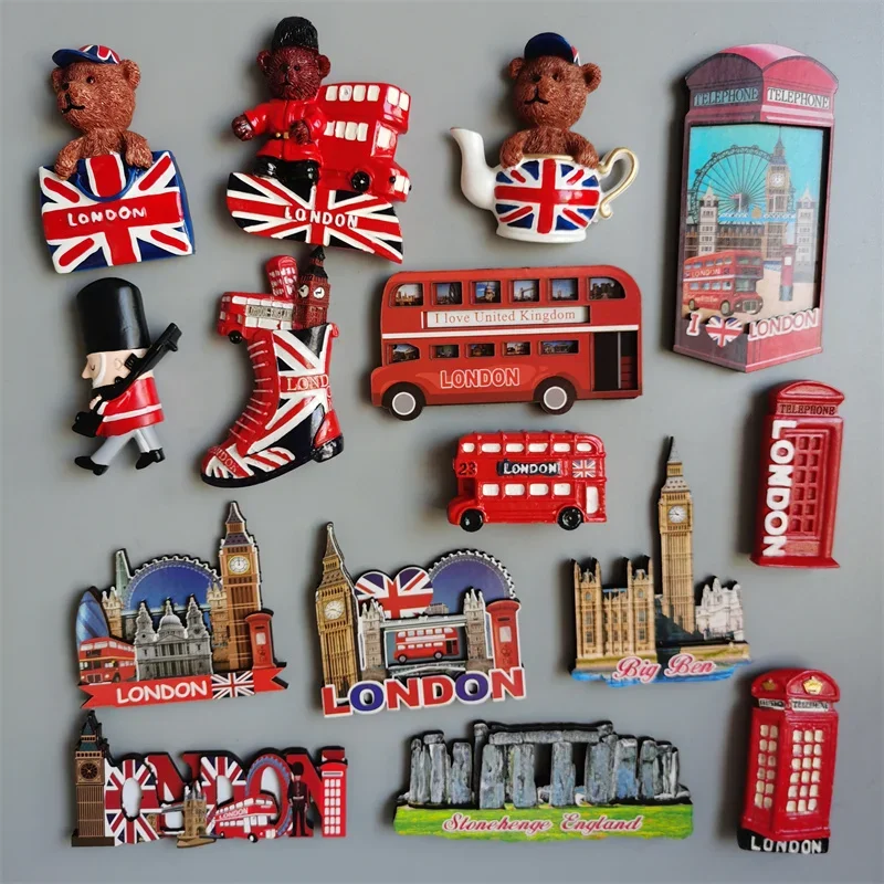 British Fridge Magnets London Bus  Big Ben Manchester Windsor Oxford Bear England Magnetic Fridge Stickers Collection Gifts