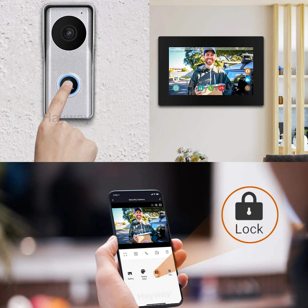 Tuya 7 Inche IPS Touch Screen Smart Home Video Intercom System WiFi Door Entry Phone Access with 1080P 110° FHD Doorbell Camera