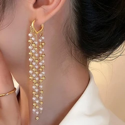 Pearl Tassel Earrings Korean New Multi-layer Earrings For Women Romantic Dangle Earrings Personality Party Ear Accessories