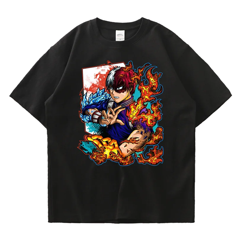 Anime My Hero Academia Todoroki Shoto Print T Shirt Couple student street sports casual T-shirt