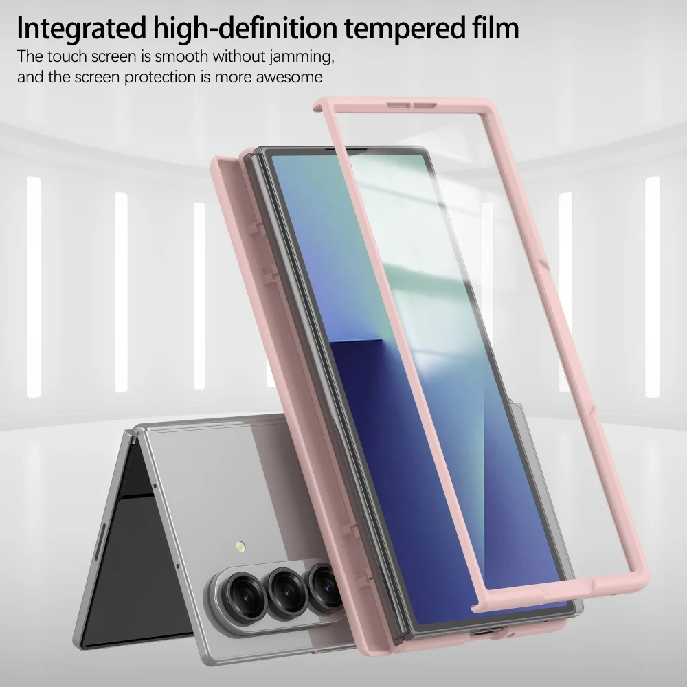 

For Samsung Z Fold 7 Luxury Tempered Glass Screen Protector For Magsafe Wireless Charging Hinge All Coverage Bumper Phone Case