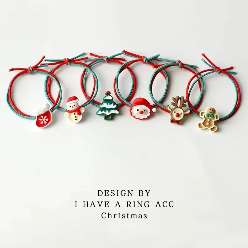 العلاقات الشعر عيد الميلاد 1 قطعة الرنة سانتا تصميم أنيقة احتفالية العصابات الشعر لطيف مطاطا ذيل حصان حامل هدية لها