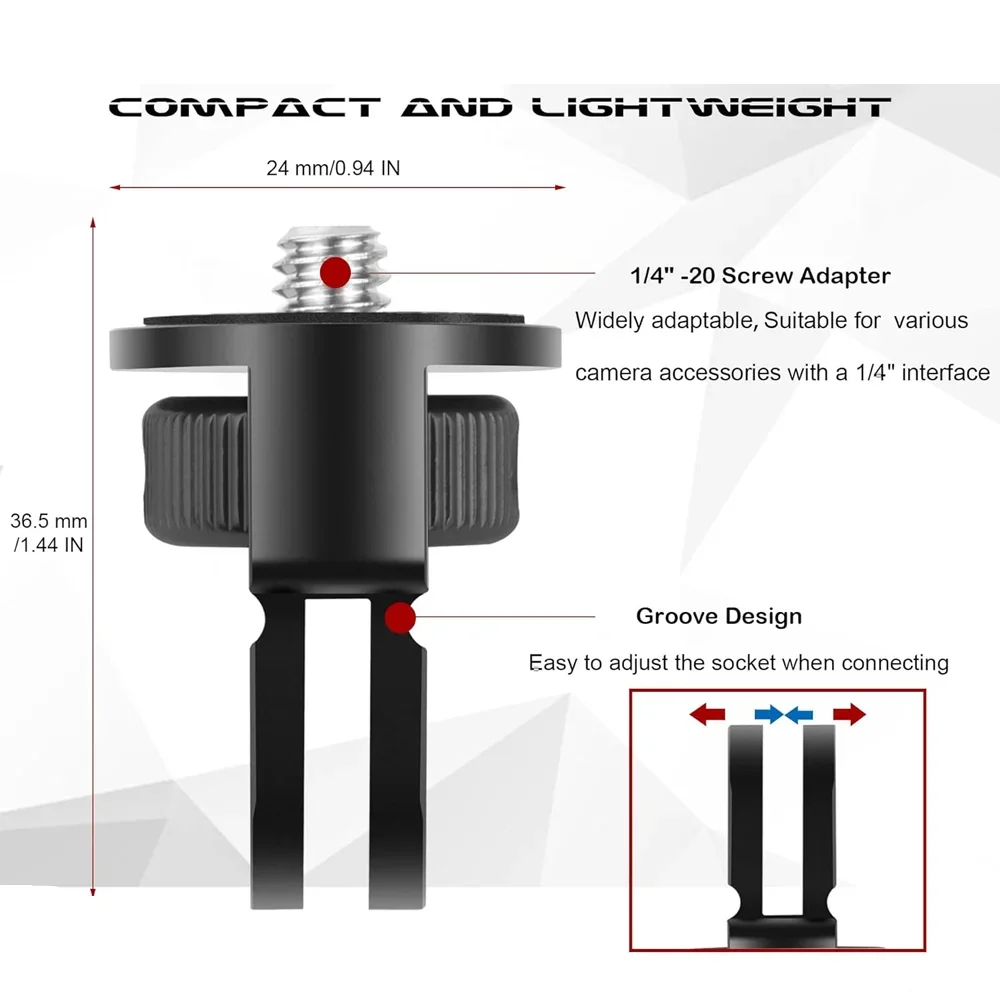 Aluminum Tripod Mount Adapter ¼-20 Conversion For GoPro Hero 13 12 11 10 9 8 7 5 Insta360 X2 X3 X4 DJI Osmo Action 5 4 3 Camera