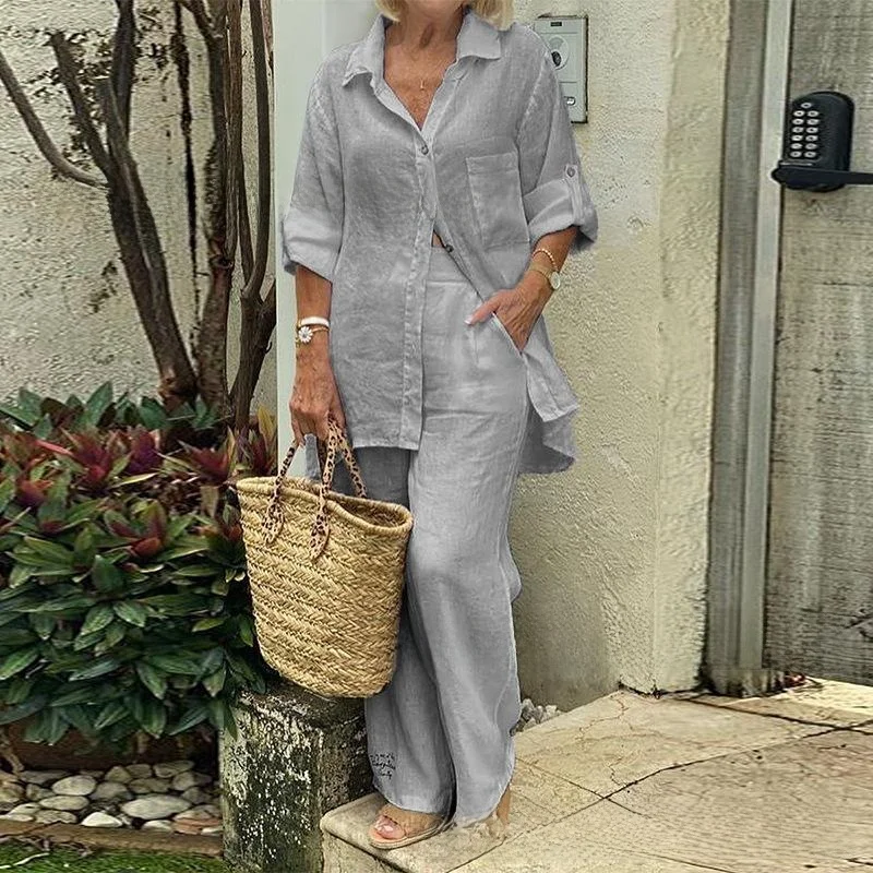 

New Women's Long Sve Cardigan Top Pants Two-Piece Suit Faionable Spring Collection High Percentage of l Fibers