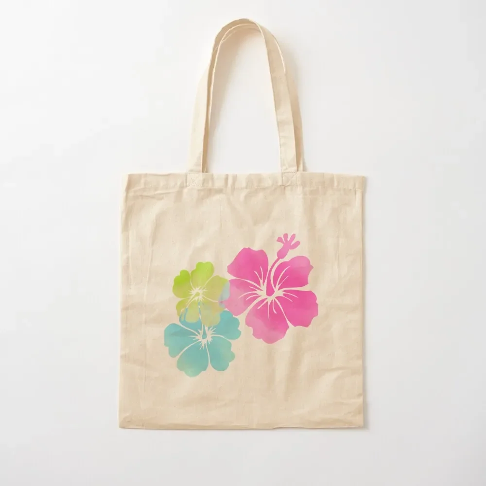 

Hawaii Hibiscus, Pink, Green, Blue Tote Bag the tote bag Portable shopping bag