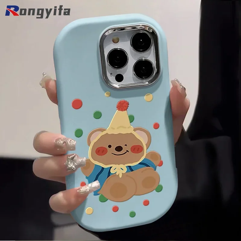 For OnePlus Ace 3 3V Ace 2 Pro 2V Ace Pro 12 5G 11R 10T Phone Case Blushing Teddy Bear Soft Shockproof Cover