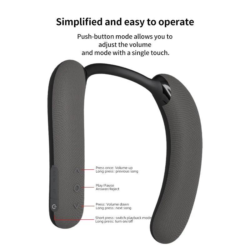 

EBS-911 Свежий новый динамик с шейным ремешком Bluetooth 5,4 Носимая беспроводная стерео музыкальная шкатулка Слот для TF-карты Тип C Водонепроницаемый Ipx5