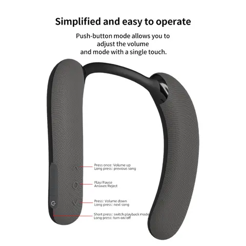 EBS-911 fresco novo alto-falante com banda de pescoço bluetooth 5.4 wearable caixa de música estéreo sem fio slot para cartão tf tipo c à prova d' água ipx5