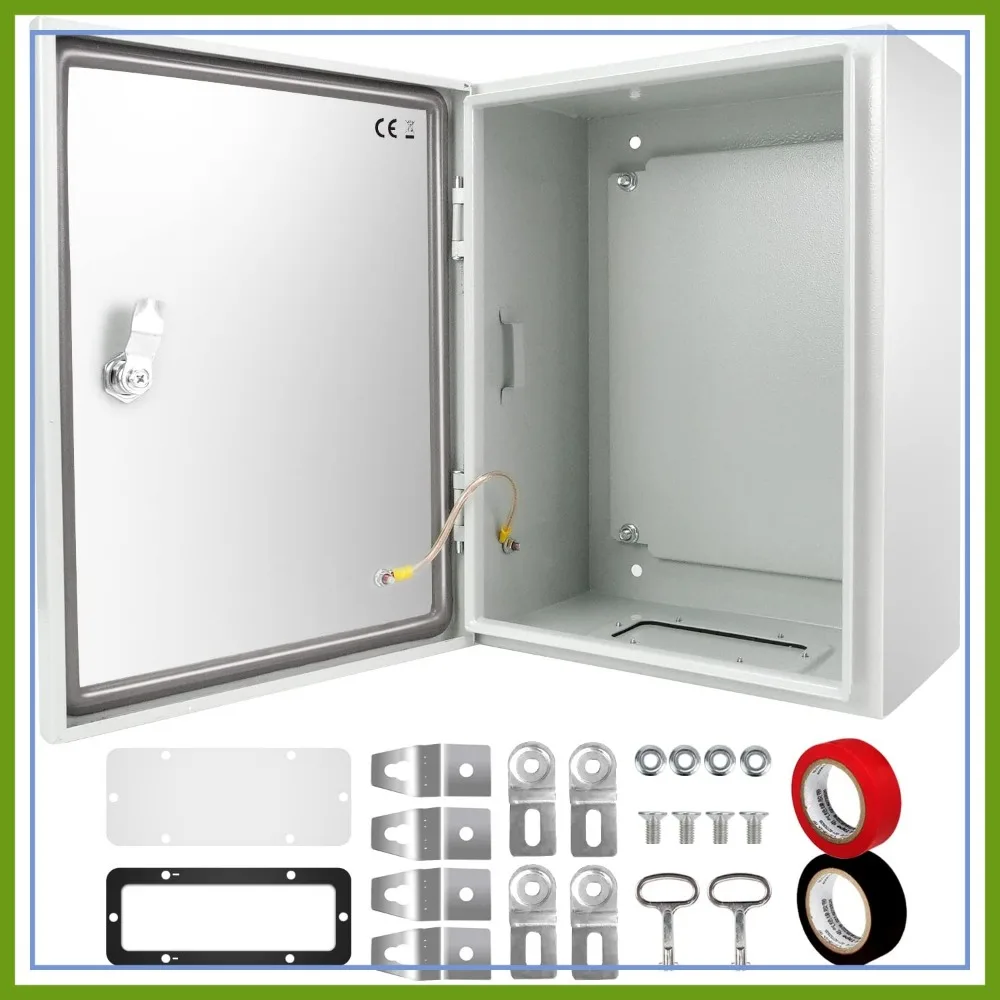 

Steel Junction Box 20x16x8 NEMA 4X IP66 Waterproof Dustproof Outdoor Electrical Enclosure with Lock and Mounting Plate