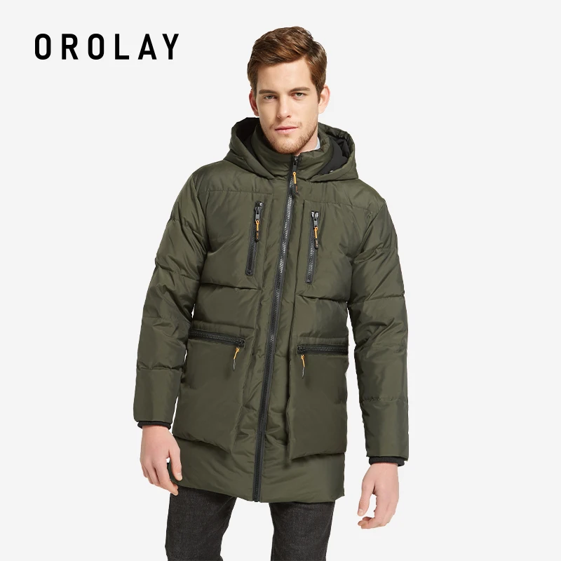 Orolay Men's Thickened Down Jacket Hooded Winter Coats Loose Thermal Parka