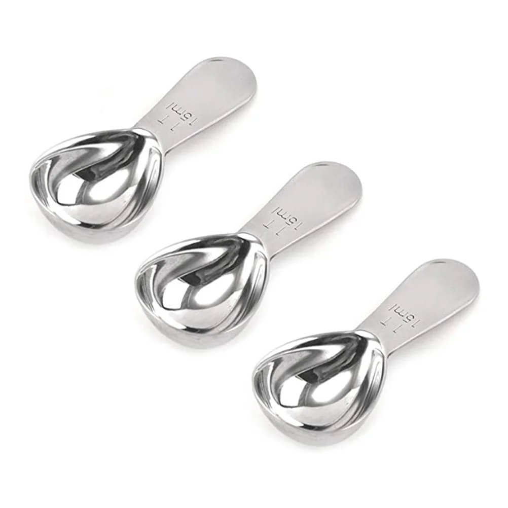 

3pcs Stainless Steel Measuring Scoop 15Ml Coffee Spoon For Ground Coffee Tea Flour Protein Powder Polished Kitchen Tool
