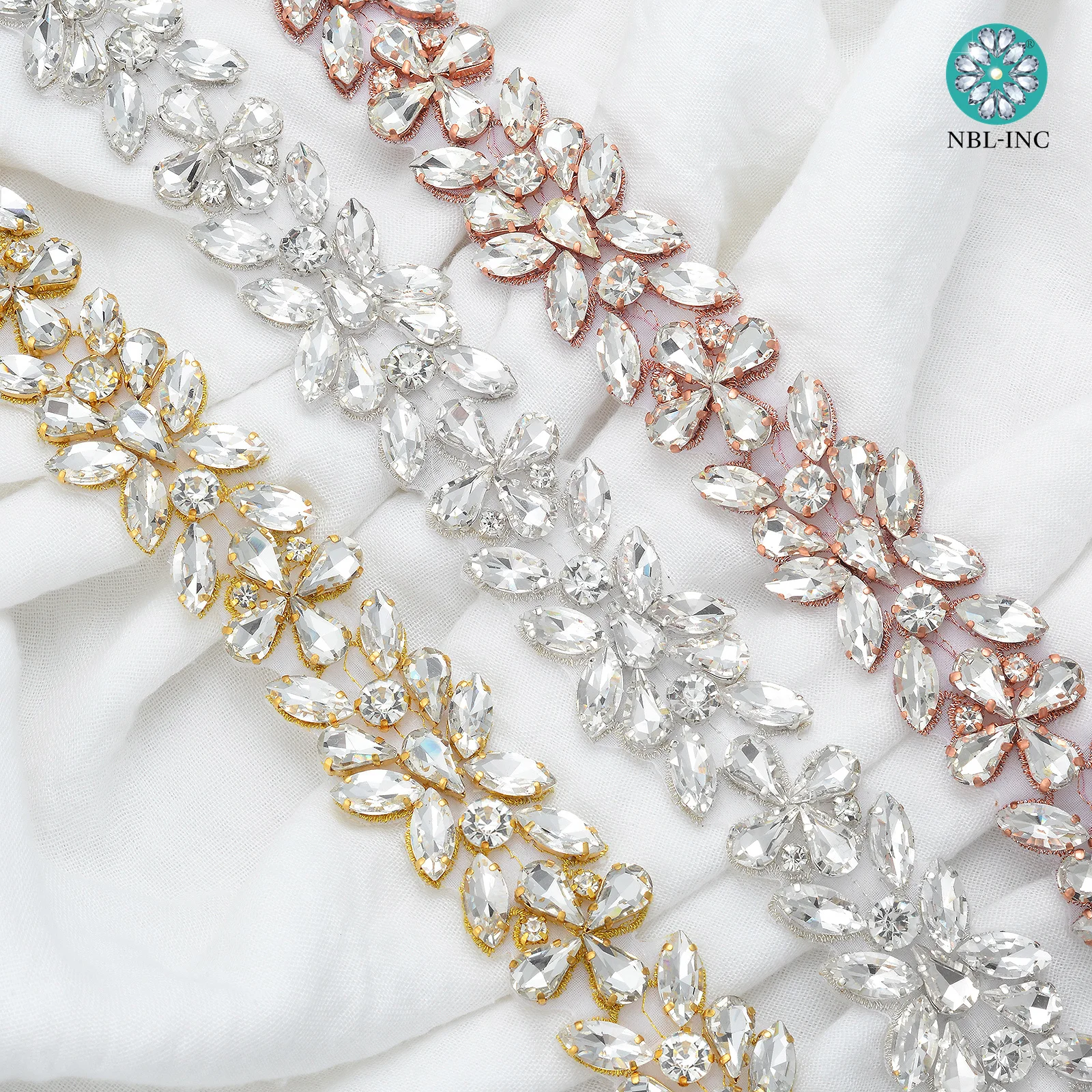 

(10 yards) Wholesale silver crystal rhinestone applique trim iron on for sewing wedding dresses the yard WDD1332