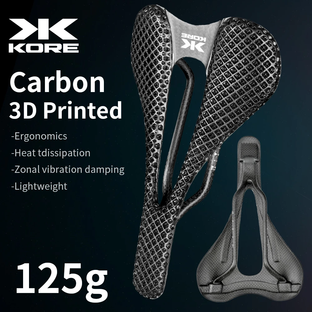 

KORE Bike Saddle 3D-Printed Carbon Wide Cushion Triathlon Road MTB Mountain Gravel Cycling Seating Accessories ultra-light125g