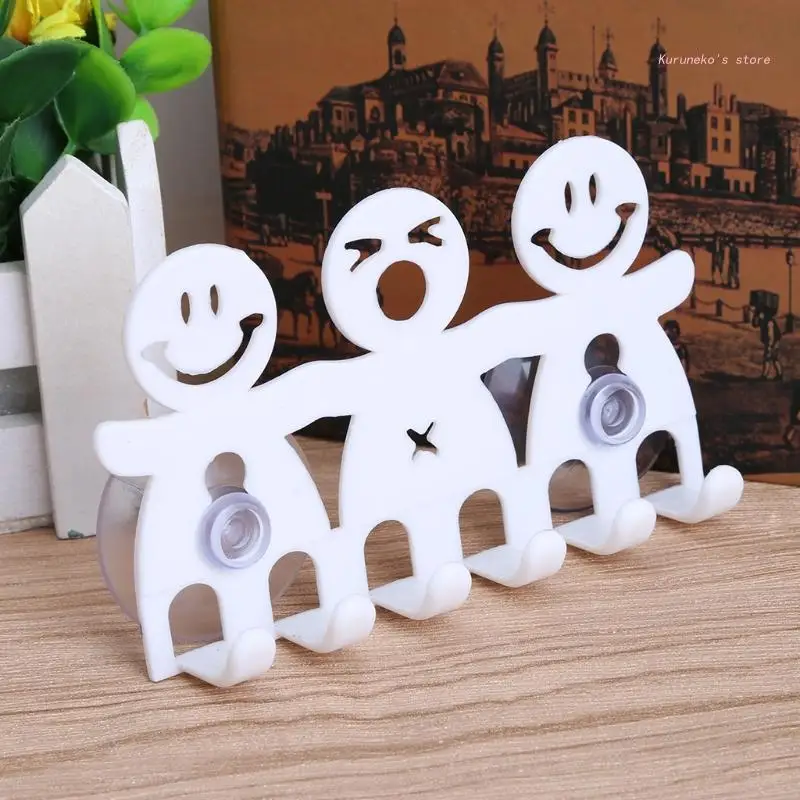 Wall Mounted Toothbrush Holder Suction Cup 5 Position CuteCartoon Smile Set for Home Bedroom Bathroom Accessory HX6D