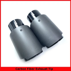 1PCS Car Exhaust Pipe Straight Flange Matt Carbon Tail End Tip Black Stainless Steel Muffler Pipe With Re Logo