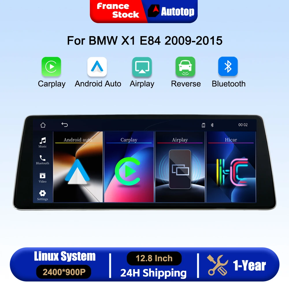 AUTOTOP 12.8 Inch 2400*900P Wireless CarPlay Android Auto Car Radio For BMW X1 E84 2009-2015 CIC System/No Original Screen Multimedia Video Player Touch Screen With Airplay Autolink Mirror Link WiFi Bluetooth GPS Navigation