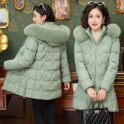 Female Down Cotton-Padded Jacket Women Long Winter Parkas Thick Fashion Outwear High-End Hooded Warm Cotton Padded Coat