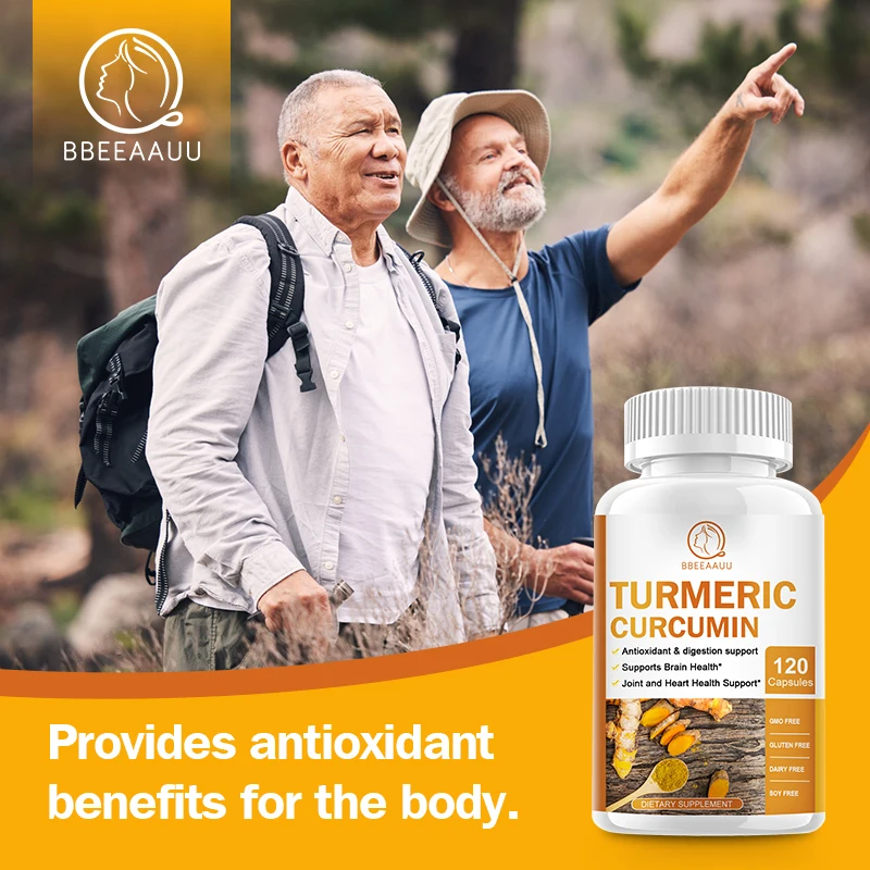 BBEEAAUU Black Pepper Turmeric Supplement 100mg Efficient and High-Quality Joints Health Supplements Non Genetically Modified