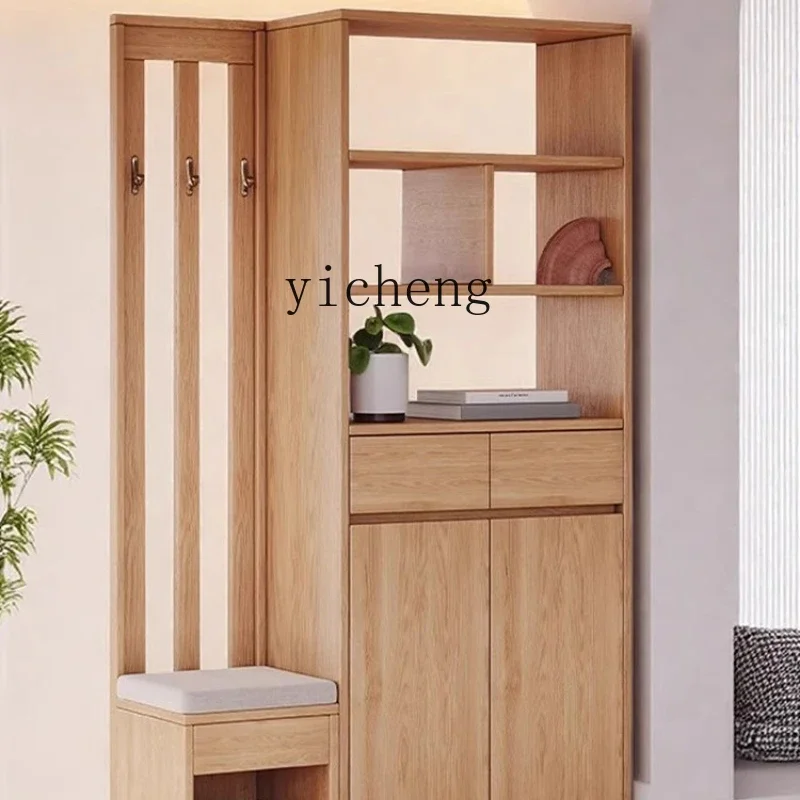 

X5-18solid wood shoe cabinet integrated into the home against the wall modern living room partition cabinet household shoe rack