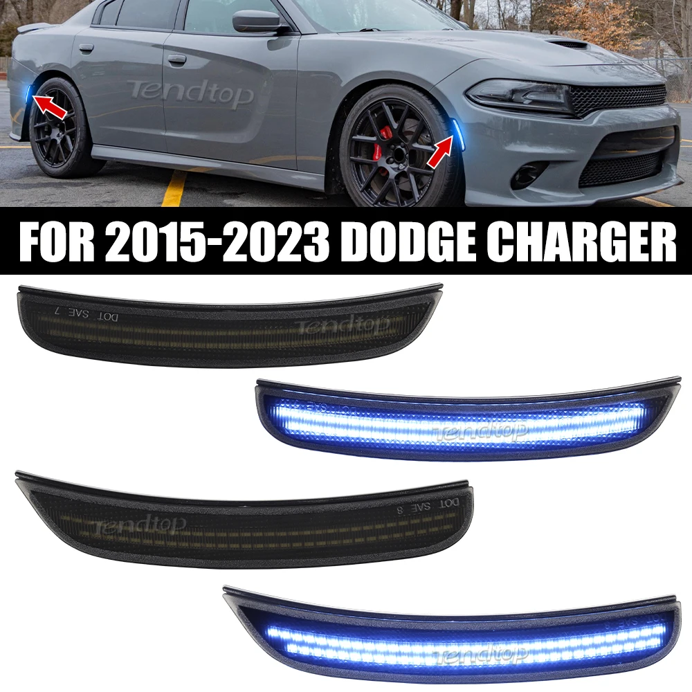 Green/Blue/Pink Purple LED Front Rear Bumper Side Marker Light For Dodge Charger 2015 2016 2017 2018 2019 2020 2021 2022 2023