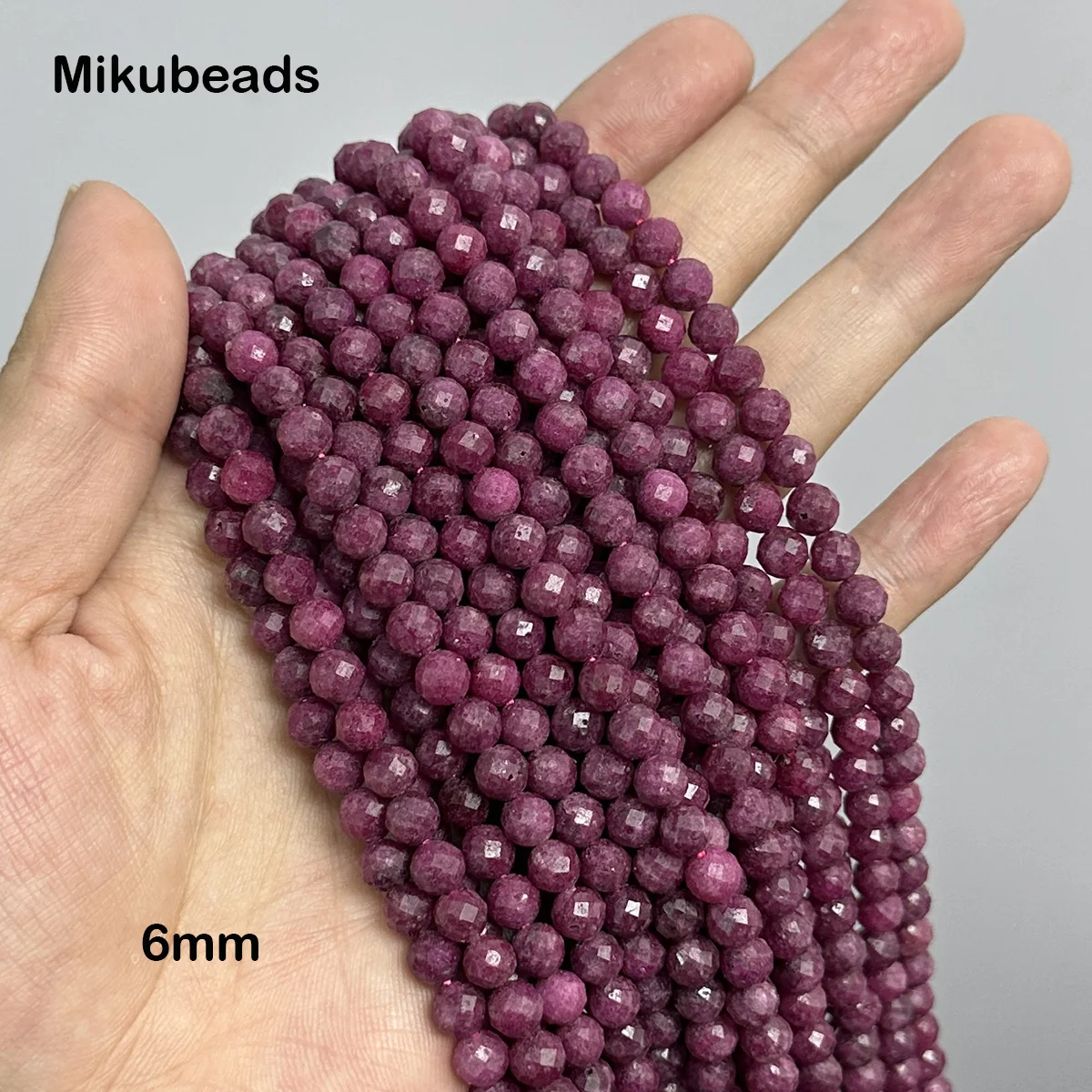 Wholesale Natural 3mm 4mm 6mm Ruby Faceted Round Loose Beads For Jewelry Making DIY Bracelets Necklace Strand Gift 38cm