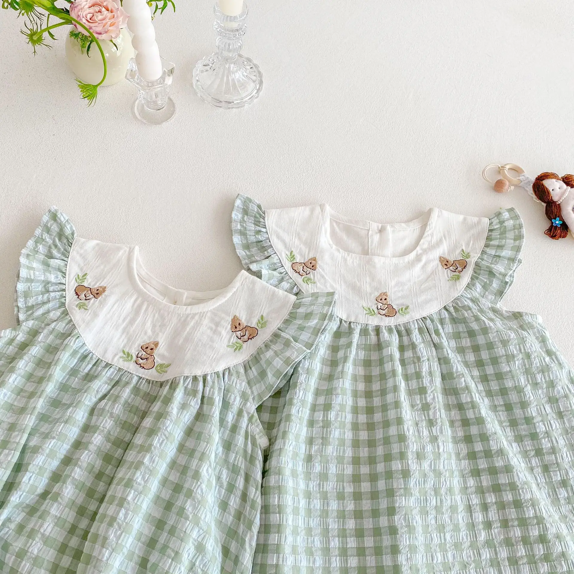 Robe d'été à carreaux pour béb - Baby Clothing Embroidery avis et prix
