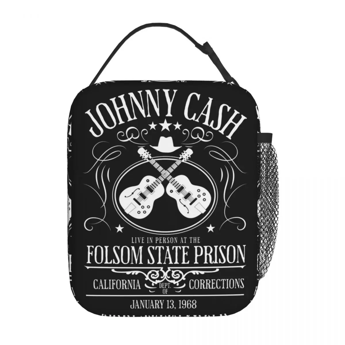 Johnny Cash Live At Folsom State Prison Jan 13 1968 Insulated Lunch Bag for Women Children Food Boxes Thermal Lunch Box Tote