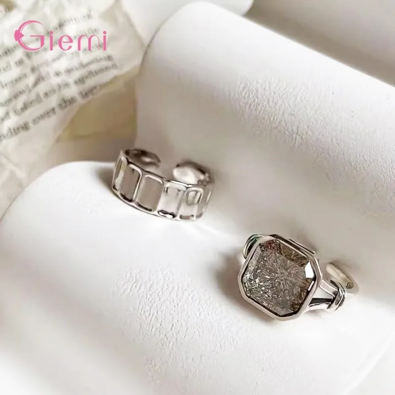 

Широко открытые кольца из стерлингового серебра 925 пробы с квадратным цирконом для очаровательных женщин, модное элегантное кольцо ручной работы, юбилейные вечерние ювелирные изделия, подарки