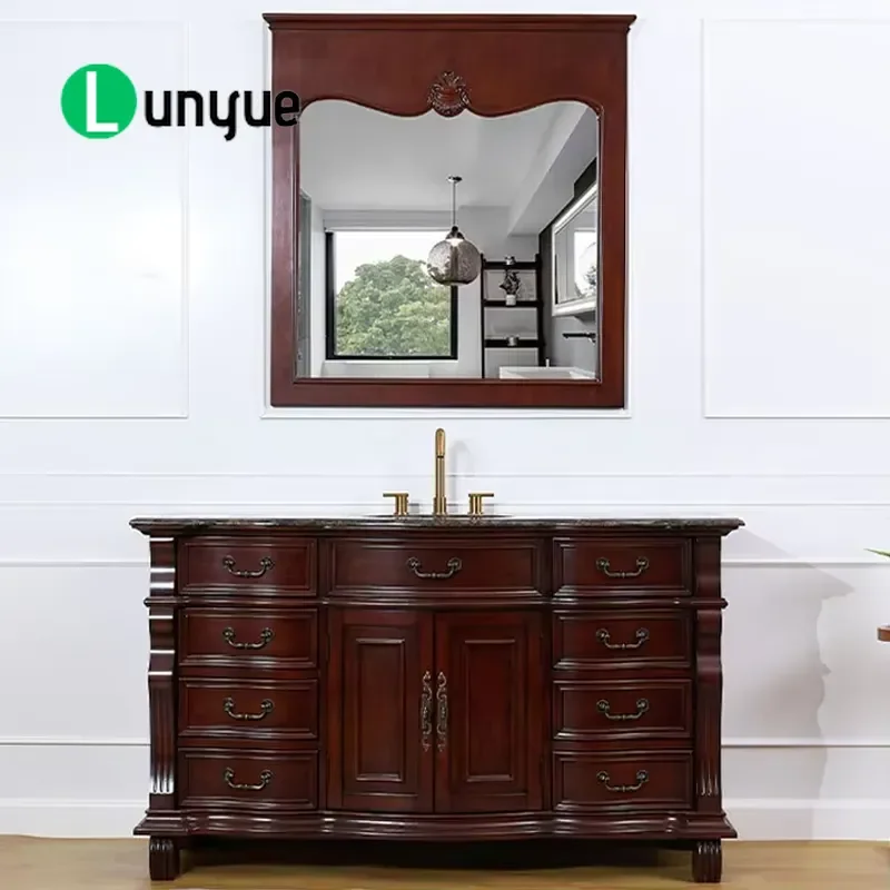Wood Traditional Bathroom Vanity Cabinet Factory Direct Good Price for Apartment Hotel Use