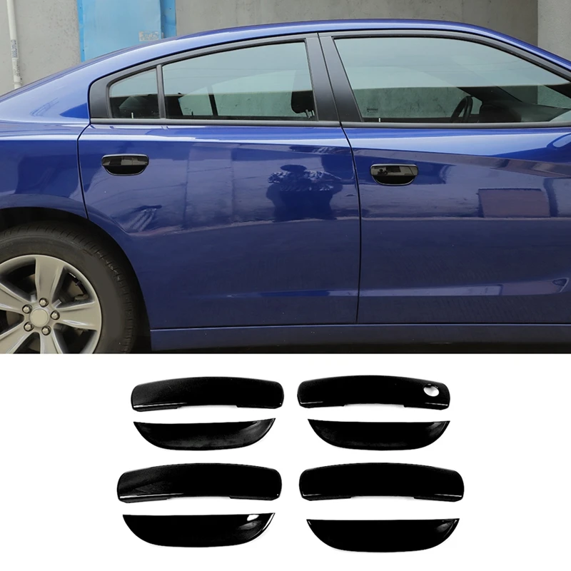 

Для Dodge Charger 2011-2023 Накладка на внешнюю дверную ручку и накладка на дверную чашу, аксессуары, черный, 8 шт.