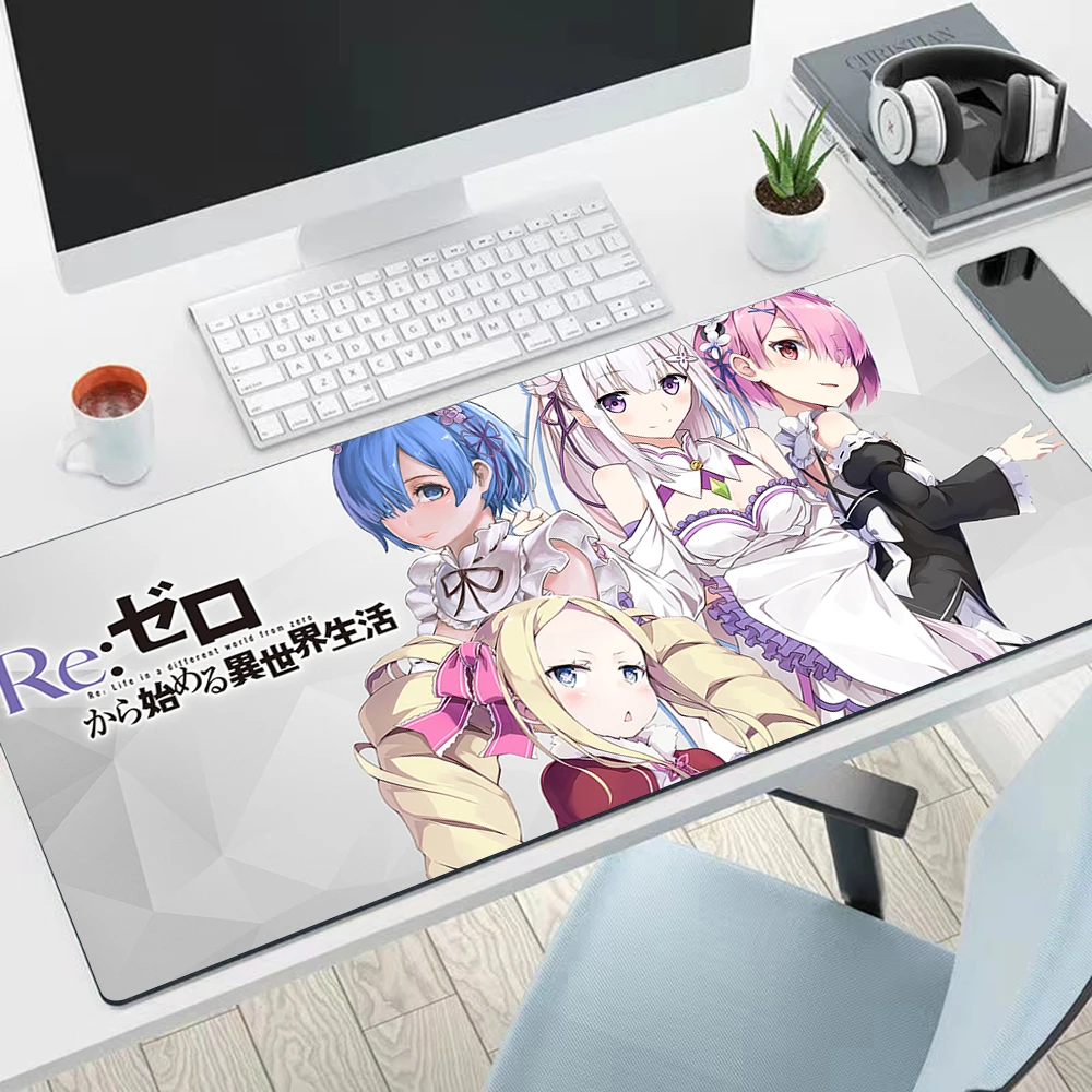 R-Re Zero Emilia Rem Large Mouse Pad PC Game MousePads Desk Keyboard Mats Office Rubber Anti-slip Mouse Mice Mat 40x90 30x80 CM