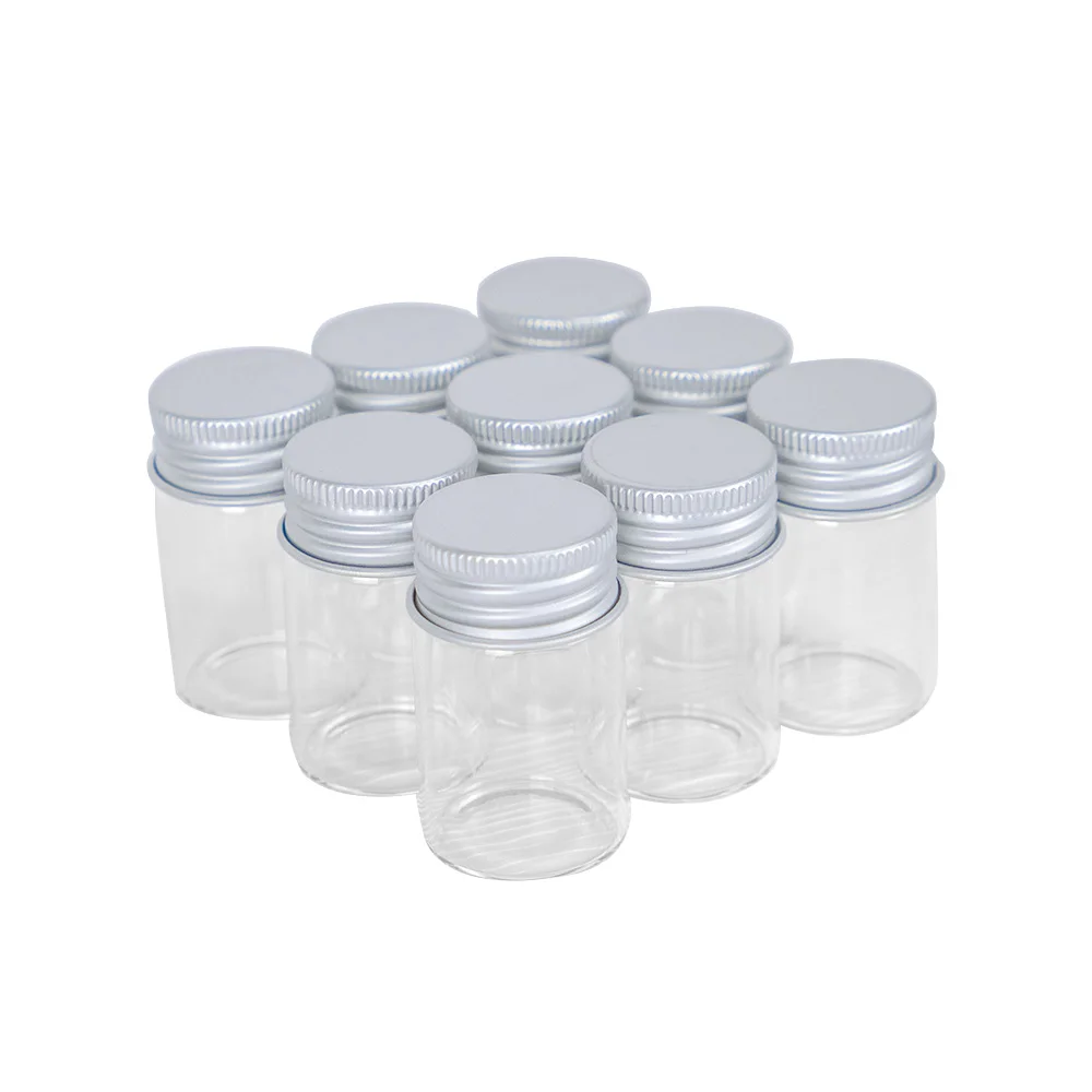 12pcs 30*50mm 20ml Tiny Glass Bottles Silver Screw Cap Storage Bottles Small Jars Mini Containers 20CC Vial Bottles