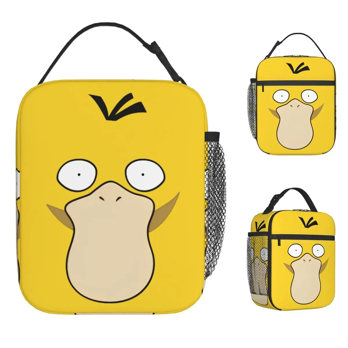 

Изолированная сумка для обеда с желтой уткой Psyduck, портативная многоразовая термосумка с покемонами, сумка для обеда, пляжные дорожные сумки для хранения еды