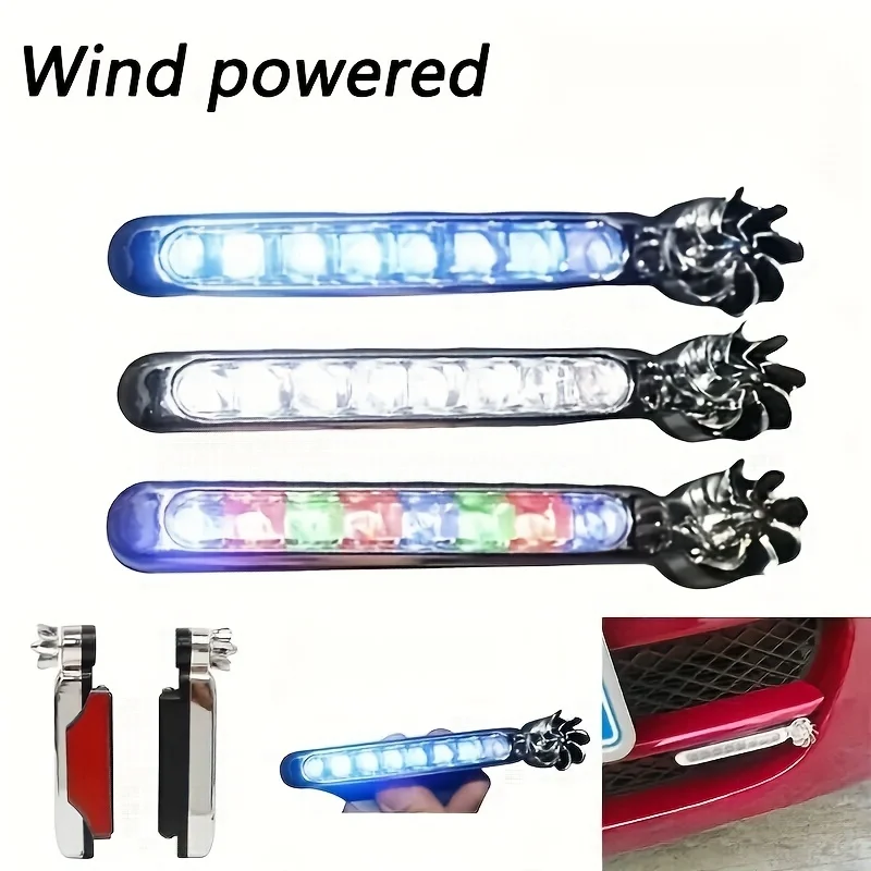 1/2 pz auto alimentata a vento LED luce di marcia diurna illuminazione ausiliaria rotazione ventola lampada Automobile giorno tempo faro luci a led