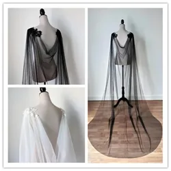 Ivory tulle wedding cloak, wedding cape veil viking wedding pagan wedding cape veil alternative wedding cape, lace wedding cloak