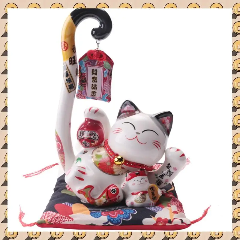 

A003 8,6-дюймовый манеки Неко Lucky Cat копилка банк монет японский длинный хвост кошка удачи фэн-шуй домашний декор