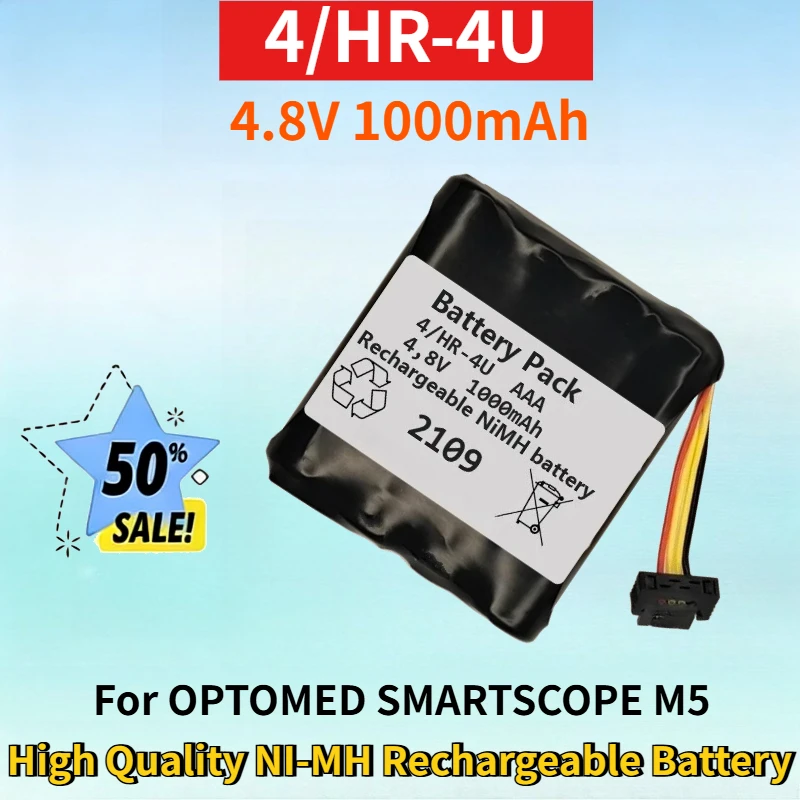 

Newest 4/HR-4U 4.8V 1000mAh NI-MH Rechargeable Battery for OPTOMED SMARTSCOPE M5 Fundus Camera High Quality Replacement Battery