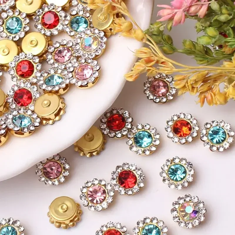 

8mm Sunflower Sew on Rhinestones Resin Metal Base Flower Claw Rhinestone for DIY Clothing Brooch Decorative Accessories