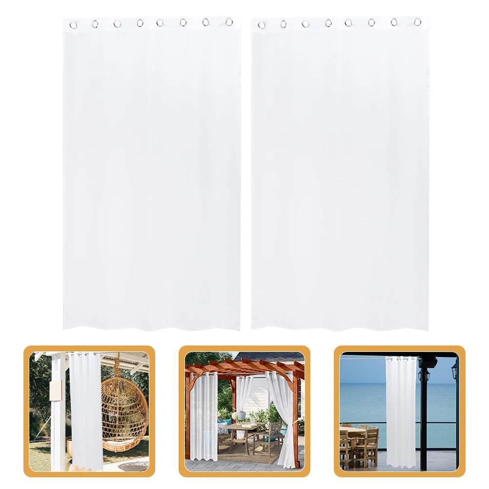 

2pcs Waterproof Outdoor Curtains Pavilion Privacy Garden Yard Polyester Decorative Lightproof Balcony Window Curtains For