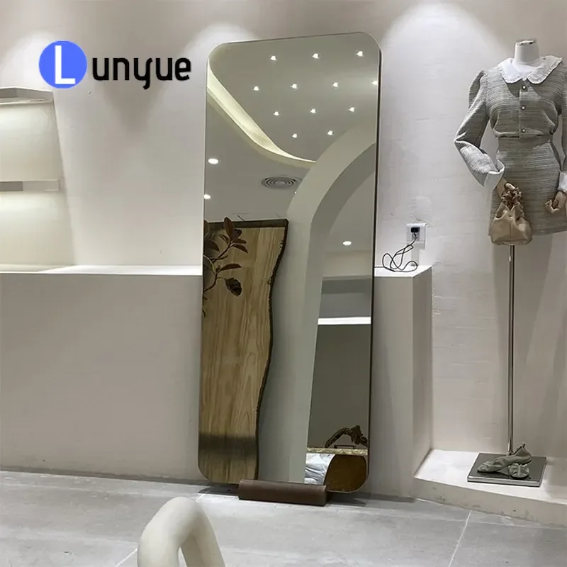 Full Body Mirror Floor Standing Frameless Full Length Mirror for Home Clothing Store Fitting Room Simple Thin Design