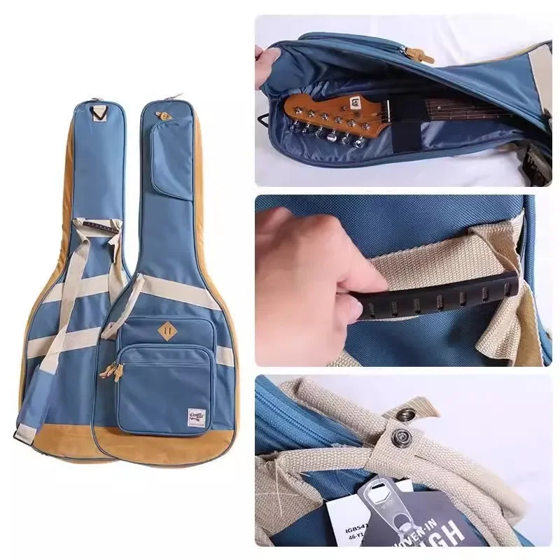 Electric Guitar Bass Case Bag Thicken Acoustic Guitarra 40 41 Inches Cover Waterproof Gary Blue Backpack Gig